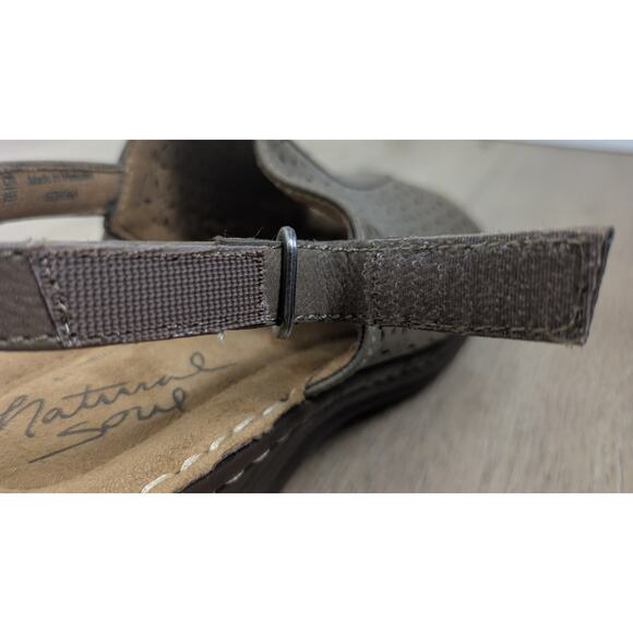 Natural Soul Serena Sandal 8.5 Tan Slingback Strap Wedge Laser Cut Padded Comfy - Picture 6 of 10